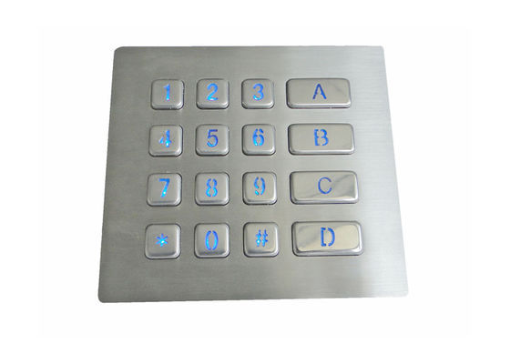 16 Keys Led Backlighting Matrix Metal Keypad IP65