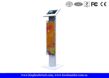 ซื้อ แสดงของประชาชนที่ยืนป้องกันการโจรกรรม Ipad Kiosk ยืนด้วยแผงโลโก้โลหะทนทาน online manufacture